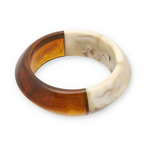 Resin-Armb&auml;nder Bangle Transparent amber brown-off white-beige