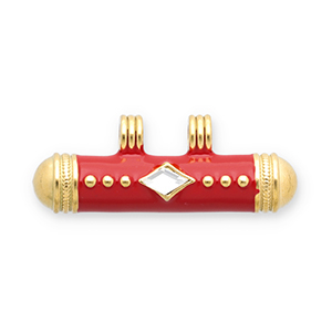 Stainless Steel - Rostfrei Stahl Message Bead Anh&auml;nger Gold-red-transparent