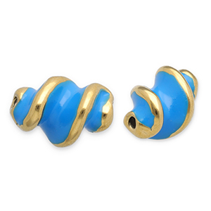 Stainless Steel - Rostfrei Stahl Perlen Twisted Gold-blue