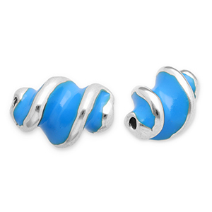 Stainless Steel - Rostfrei Stahl Perlen Twisted Silver-blue