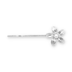 Haarschmuck Haarklammer Blume mit Imitation Perle Silver-white