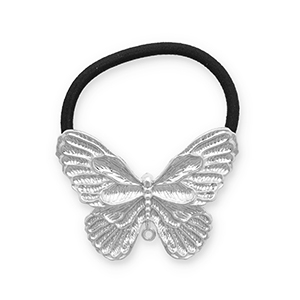 Haarschmuck Haargummi mit Metall Schmetterling Silver-black