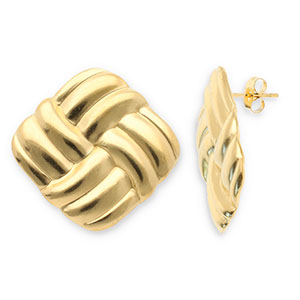 Ohrringe aus Stainless Steel - Rostfreiem Stahl Ohrstecker Viereck Gold