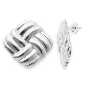 Ohrringe aus Stainless Steel - Rostfreiem Stahl Ohrstecker Viereck Silver