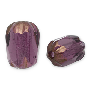 B&ouml;hmische Perlen FPB Oval 6x4mm Amethyst-bronze