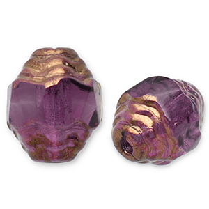 B&ouml;hmische Perlen FPB Oval 7x6mm Amethyst-bronze
