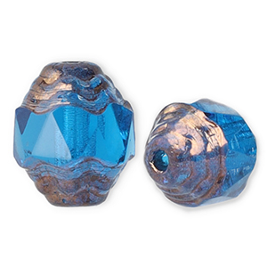 B&ouml;hmische Perlen FPB Oval 7x6mm Aqua-bronze