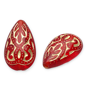 Acrylperlen Tropfenform Red-gold