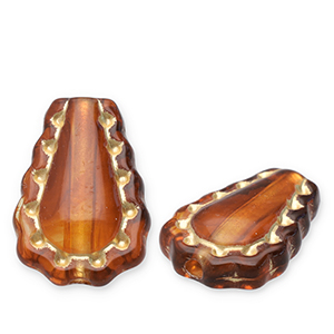 Acrylperlen Tropfenform Cognac brown-gold