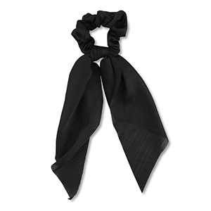 Scrunchie-Stoff Haargummi mit langem Band Black