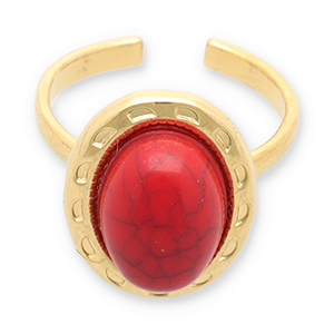 Ringe aus Stainless Steel - Rostfreiem Stahl mit Imitation von Naturstein Gold-red