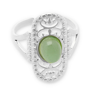 Ringe aus Stainless Steel - Rostfreiem Stahl mit Naturstein Silver-jade green