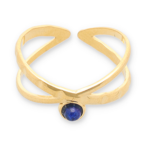 Ringe aus Stainless Steel - Rostfreiem Stahl mit Naturstein Gold-dark blue