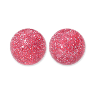 12 mm Acrylperlen mit Glitzer Cherry pink-silver