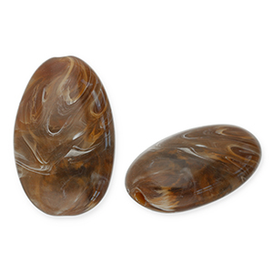 Acrylperlen Lang Oval Dark brown-white