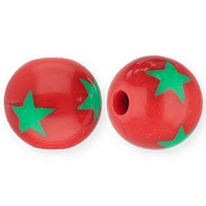 12 mm Acrylperlen mit Stern Red-green