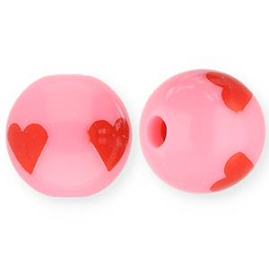 12 mm Acrylperlen mit Herz Pink-red