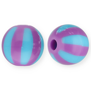 12 mm Acrylperlen mit Streifen Purple-light blue
