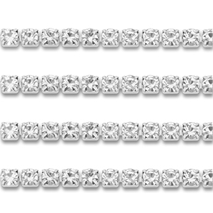 Strass Ketten aus Stainless Steel - Rostfreiem Stahl 4mm Silver-crystal