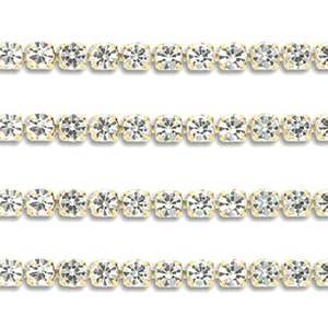 Strass Ketten aus Stainless Steel - Rostfreiem Stahl 2mm Gold-crystal