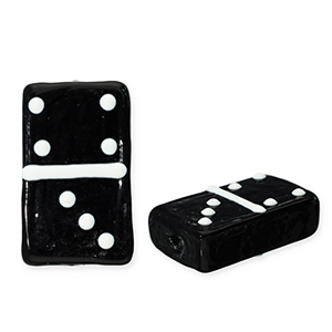 Glasperlen Domino-Stein Black-white