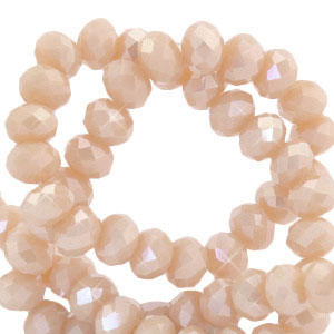 Top Glas Facett Perlen 6x4mm rondellen Silk beige peach-pearl shine coating