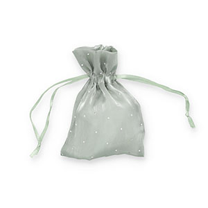 Schmuckbeutel Satin mit Strass Vintage olive green-silver