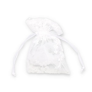 Schmuckbeutel Organza blume White