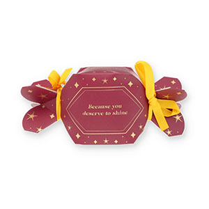 BY31&reg; Schmuck-(Geschenk)-Box Bonbon "Because you deserve to shine" Berry wine red-gold-yellow