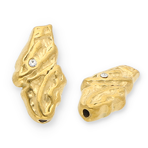 Stainless Steel - Rostfrei Stahl Perlen Irregular mit Strass Gold-transparent