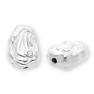 Stainless Steel - Rostfrei Stahl Perlen Oval mit Strass Silver-transparent