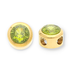 Stainless Steel - Rostfrei Stahl Perlen Rondellen mit Strass Gold-olive green