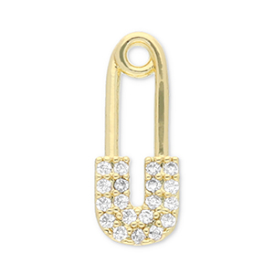 Brass TQ Metall Anh&auml;nger Sicherheitsnadel Gold-transparent