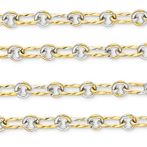 Stainless Steel - Rostfrei Stahl Schmuckzubeh&ouml;r Gliederkette Oval-Rund Gold-silver