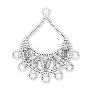 Stainless Steel - Rostfrei Stahl Schmuckzubeh&ouml;r Anh&auml;nger Tropfenform mit 7 &Ouml;sen Silver