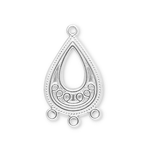 Stainless Steel - Rostfrei Stahl Schmuckzubeh&ouml;r Anh&auml;nger Tropfenform mit 3 &Ouml;sen Silver