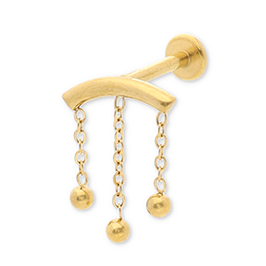 Ohrpiercing aus Stainless Steel - Rostfreiem Stahl Bogen mit Kugeln Gold