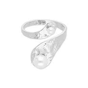 Ringe aus Stainless Steel - Rostfreiem Stahl mit Perlen Silver-white