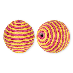 22 mm Acrylperlen mit Wachskordel Dark pink-orange