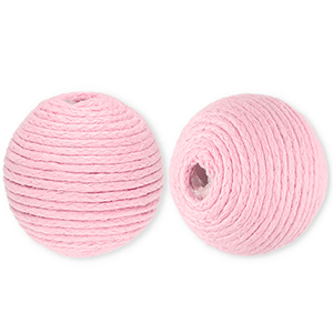 22 mm Acrylperlen mit Wachskordel Light pink