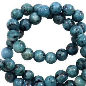 Naturstein Perlen Dalmatiner Jaspis 6mm Teal blue anthracite