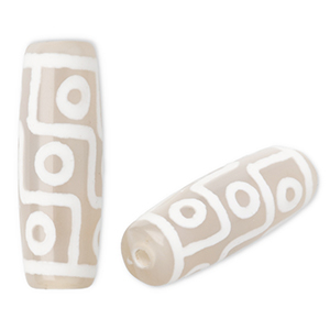 Naturstein Perlen Chalcedon Tube Sand beige-white