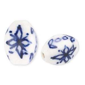 Perlen Keramik Off white-Delft blue