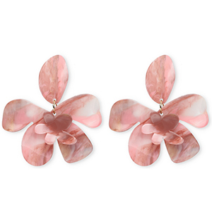 Trendy Resin Ohrringe&nbsp;/&nbsp;Ohrstecker Blume Multicolour pink
