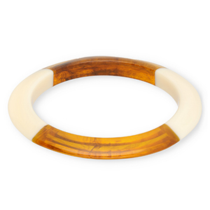 Resin-Armb&auml;nder Bangle Transparent amber brown-ivory white