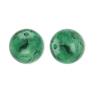 12 mm Acrylperlen Rund Dark green-marble