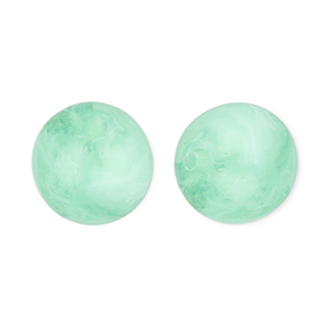 12 mm Acrylperlen Rund Mint green-marble