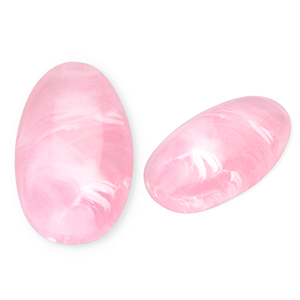 Acrylperlen Lang Oval Pink-marble