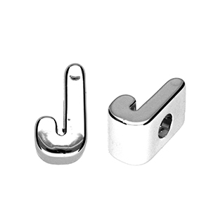 Buchstaben Perlen aus Acryl J Silver