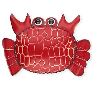 Geldb&ouml;rse aus Leder Krabbe Red-sand beige-black-white